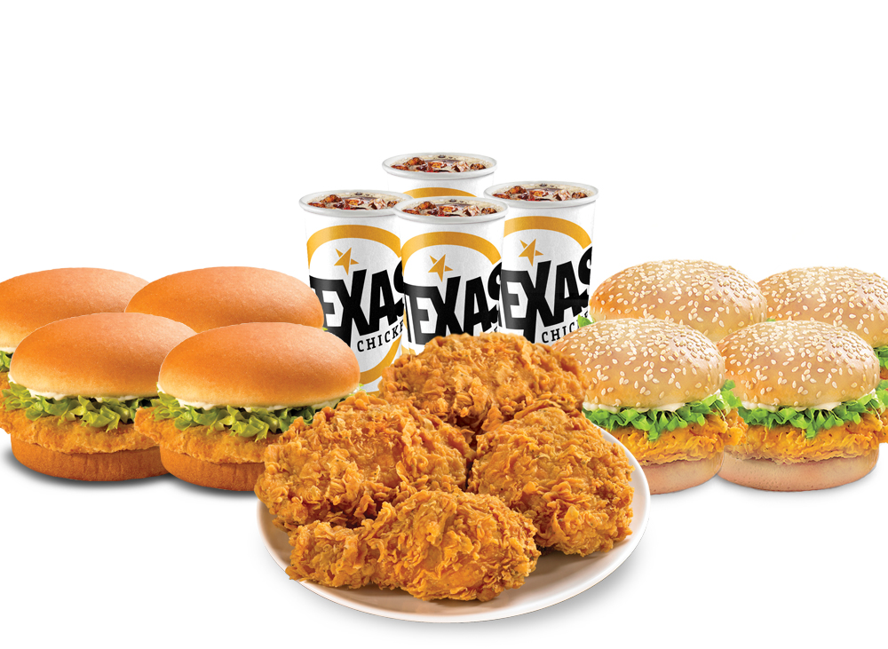 4 PCs chicken, 4 classic burgers or 4 crunch burgers