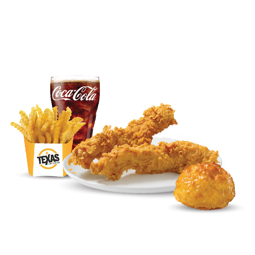 2 pieces Chicken Tenders Meal with Biscuit, Fries and Soft Drink