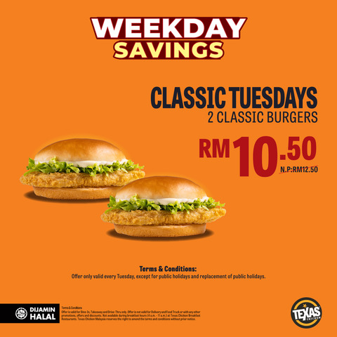 CLASSIC TUESDAYS 2 CLASSIC BURGERS